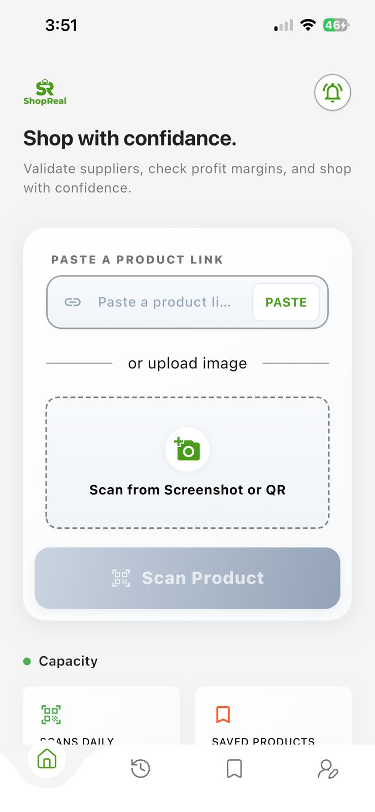 Shopreal home screen