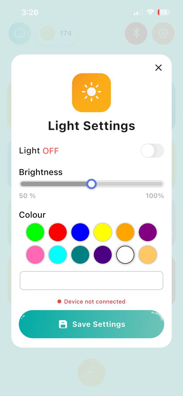 Koko App light control screen