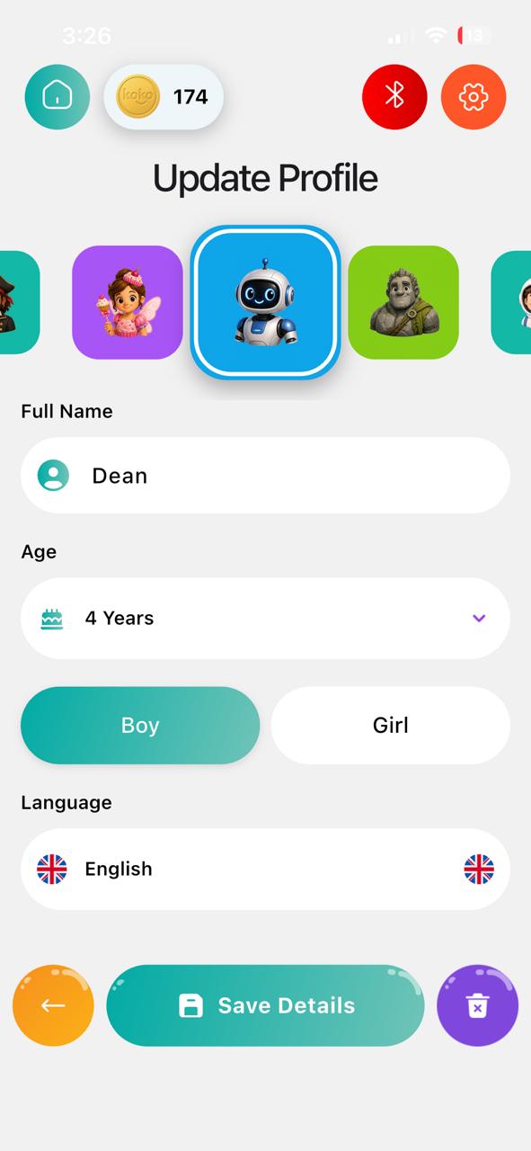 Koko App profile update screen