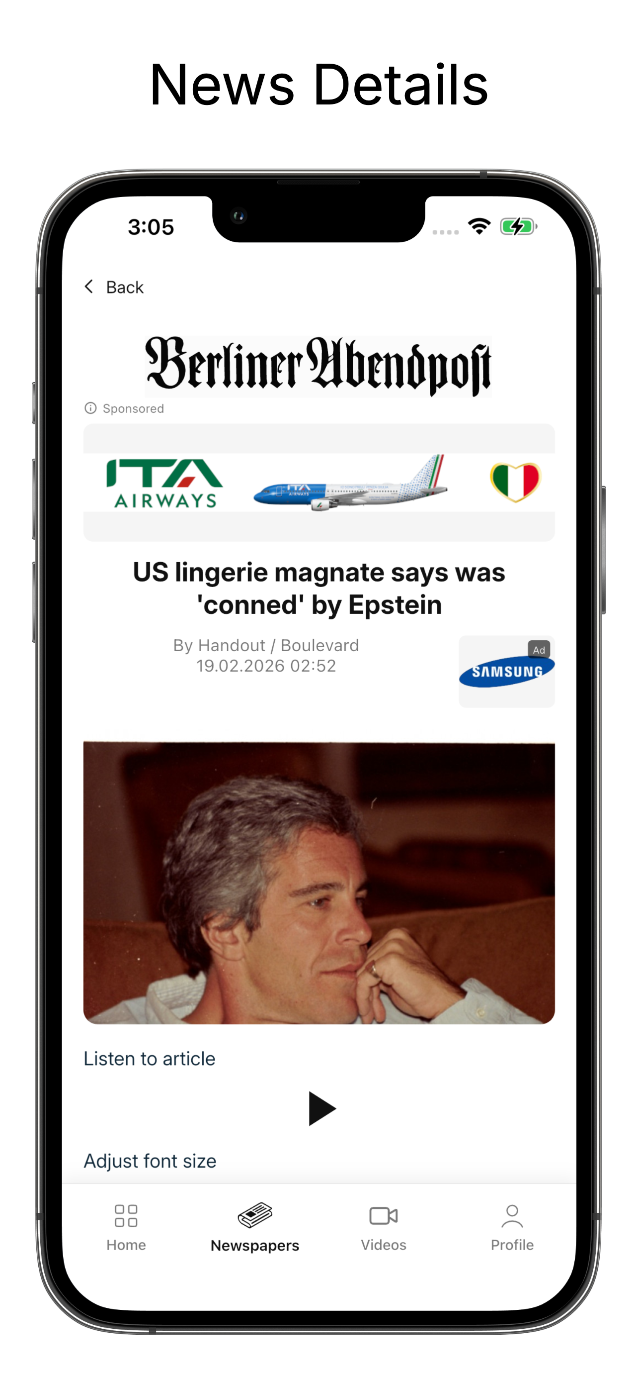 Legier news details screen