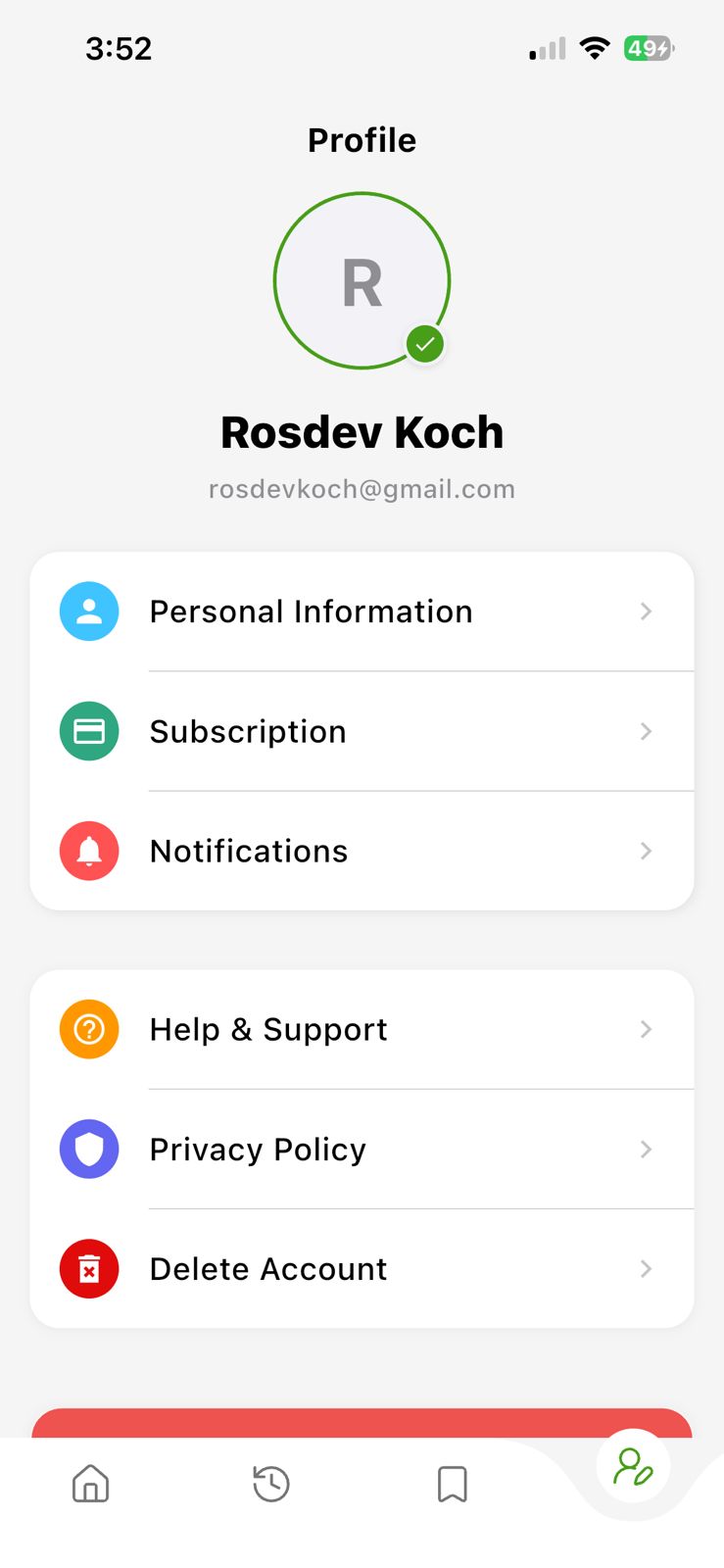 Shopreal profile screen