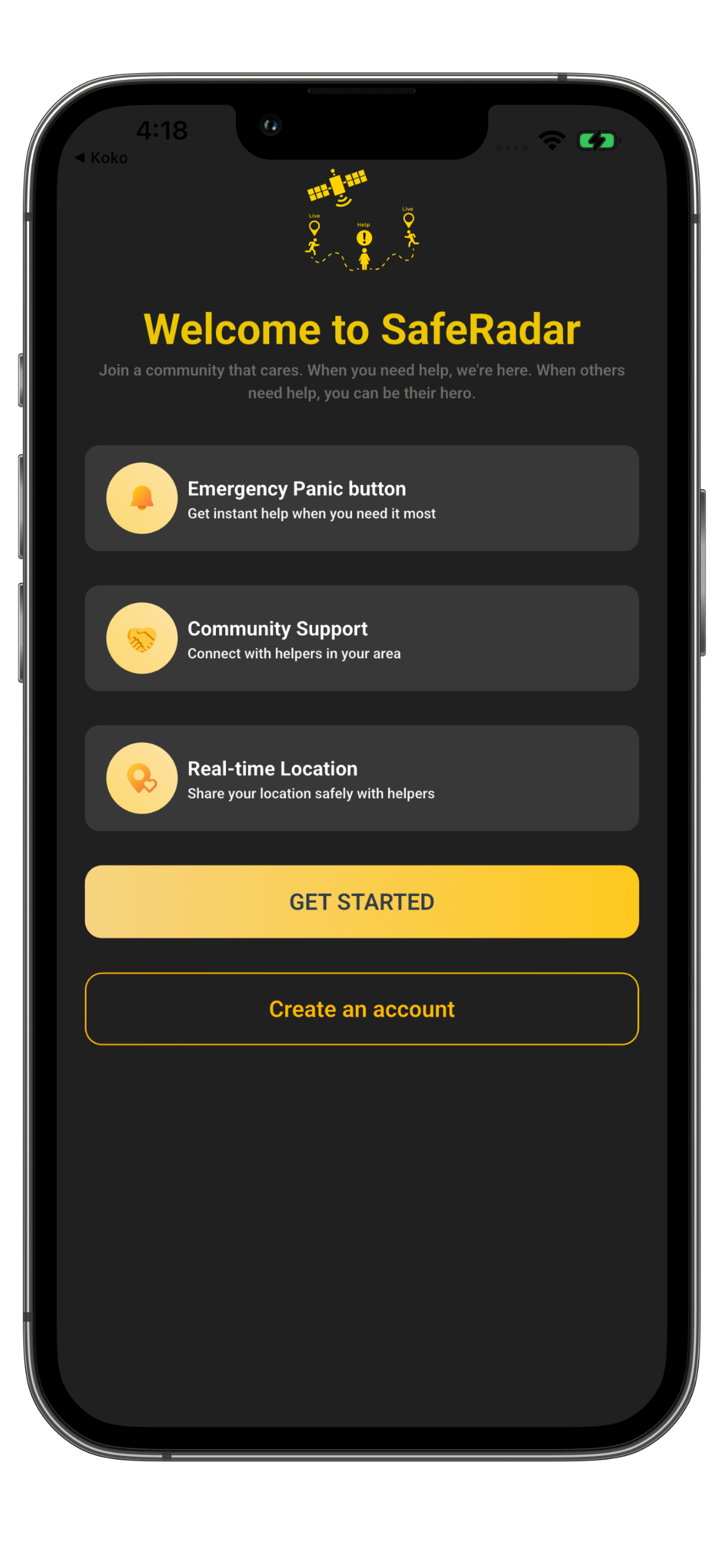 SafeRadar splash screen